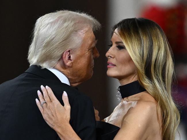 President Donald Trump and First Lady Melania Trump dance to The Battle Hymn of the Republic during the Commander-In-Chief inaugural ball. Picture: AFP