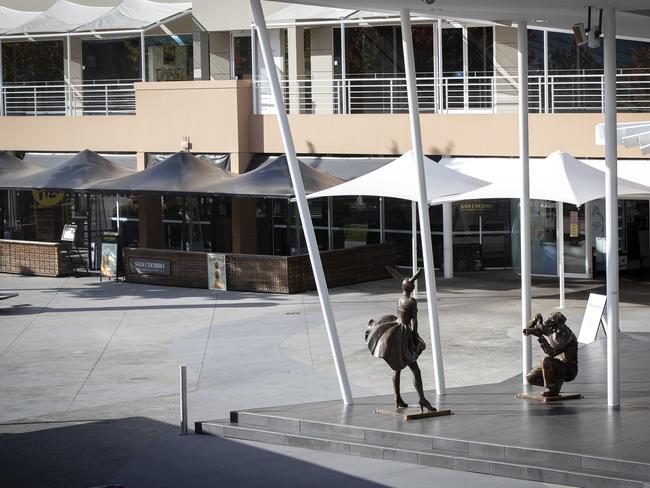 An empty Salamanca Square during the coronavirus lockdown. Picture: CHRIS KIDD