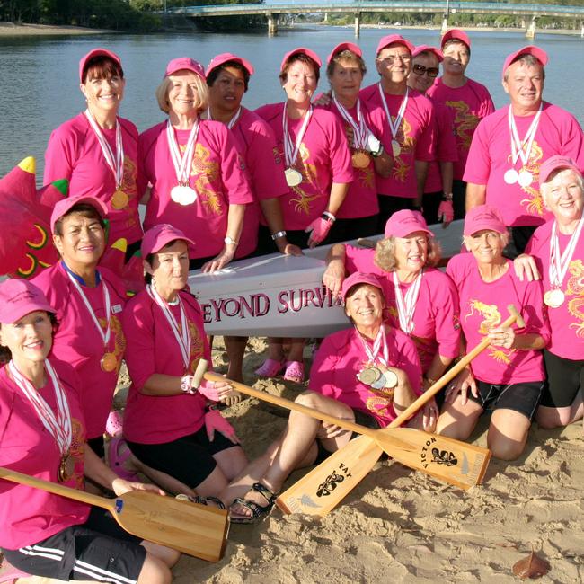 OCTOBER 19, 2006: GCS. Reporter: Matt Thomas. At Currumbin, pic of the triumphant Dragons Abreast Gold Coast dragonboat team. PicBrad/Wagner