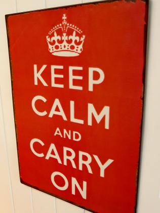 A sign showing the famous 'Keep Calm and Carry On' slogan. Picture: Sam Rosewarne.