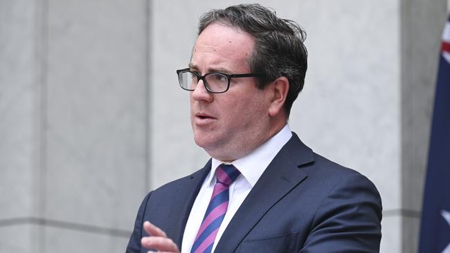 Minister for Veterans' Affairs Matt Keogh holds a press conference after the release of the Royal Commission Into Defence And Veteran Suicide report at Parliament House in Canberra. Picture: NewsWire / Martin Ollman