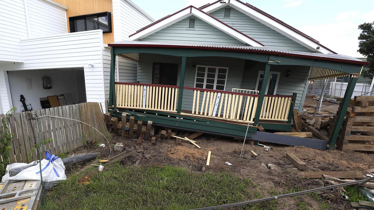 The home fell off it’s temporary supports after tradesmen had left the site. Picture: Adam Head