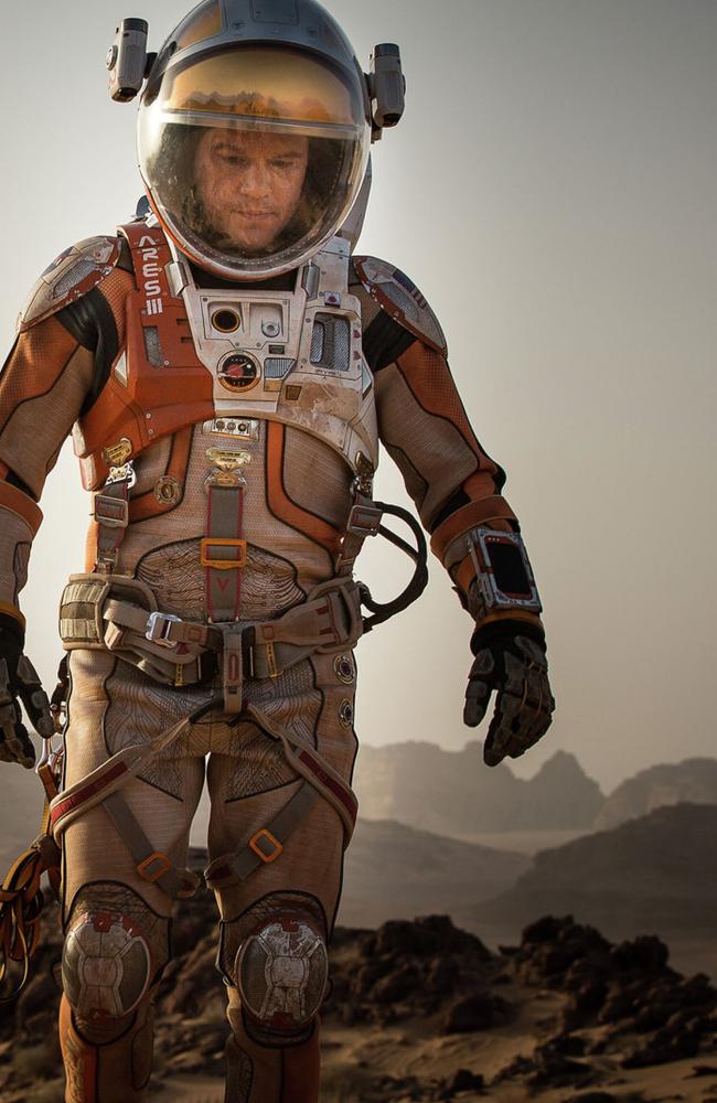 Matt Damon as astronaut Mark Watney on the Martian landscape. Picture: Supplied/Aidan Monaghan/20th Century Fox via AP