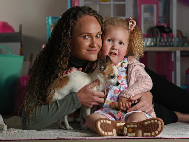 27/08/2021 : Kellee Clarkson with daughter Wynter 3, at home in Westbrook outside Toowoomba, QLD. Kellee secured a $3m treatment for her daughter, Wynter, suffering terminal spinal muscular atrophy, after Pauline Hanson lobbied the government, saving the child's life. Lyndon Mechielsen/The Australian