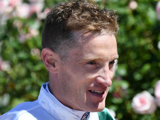 Mark Zahra after winning the Furphy Ale March Stakes aboard So Si Bon at Flemington Racecourse on March 06, 2021 in Flemington, Australia. (Reg Ryan/Racing Photos via Getty Images)