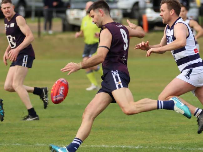 1/06/2024. Football. Former Richmond captain Trent Cotchin playing for Ballan today., Pictures: Carlton Draught