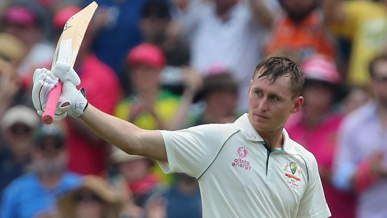 Marnus Labuschagne salutes the crowd having been dismissed after his double ton.