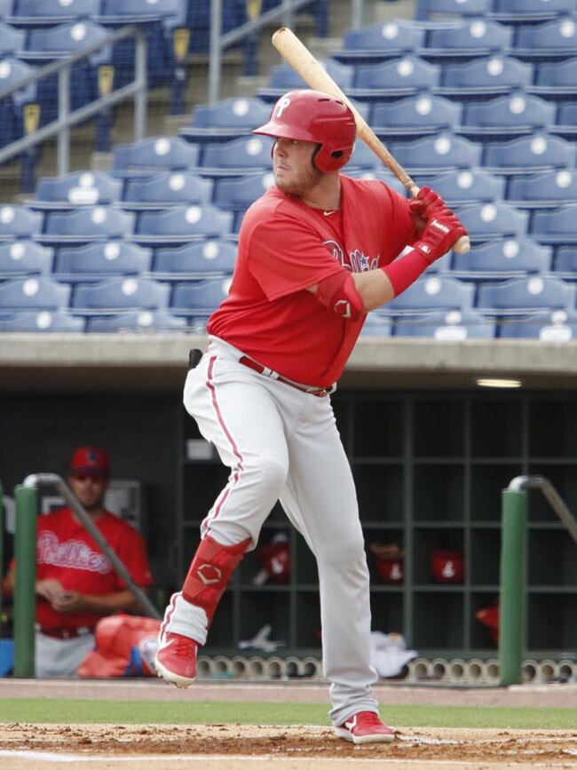 Rixon Wingrove in action for US Minor League team GCL Phillies West. Picture: Casey Burns