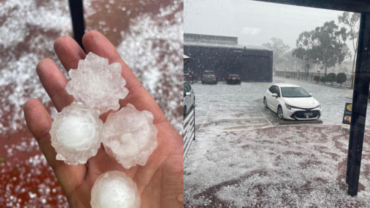 Massive hailstones fell in a flurry at Elizabeth. Picture: Ben Stubing