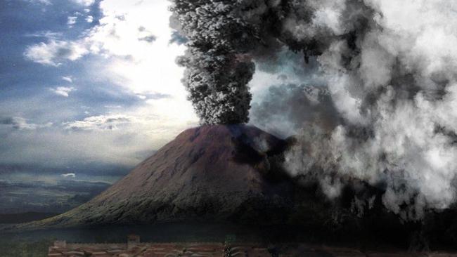 Vesuvius erupts in a scene from the BBC special Pompeii: The Last Day.