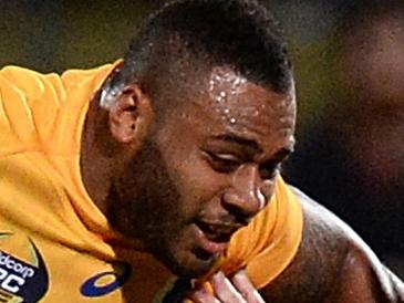 BRISBANE, AUSTRALIA - AUGUST 21: Samu Kerevi of Brisbane attempts to break free from the defence during the round one National Rugby Championship match between Brisbane City and Sydney Stars at Ballymore Stadium on August 21, 2014 in Brisbane, Australia. (Photo by Bradley Kanaris/Getty Images)