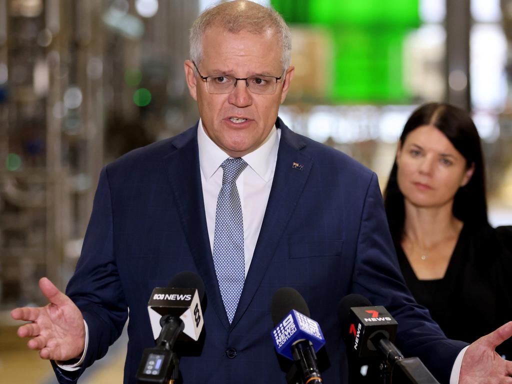 Scott Morrison lashed Queensland’s plan to ban unvaccinated people from venues once 80 per cent of eligible residents are fully vaccinated. Picture: NCA NewsWire / Damian Shaw