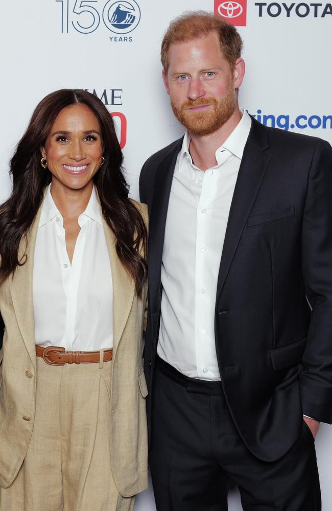 Meghan and Harry, seen here last month, are largely estranged from the royal family. Picture: Craig Barritt/Getty Images for TIME