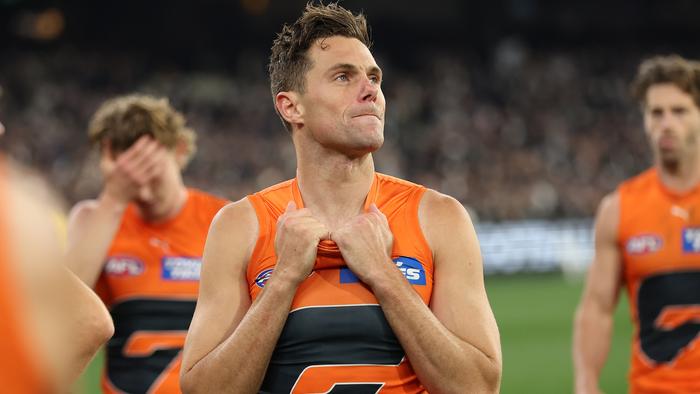 MELBOURNE, AUSTRALIA - SEPTEMBER 22: Josh Kelly of the Giants is dejected after the Giants were defeated by the Magpies during the AFL First Preliminary Final match between Collingwood Magpies and Greater Western Sydney Giants at Melbourne Cricket Ground, on September 22, 2023, in Melbourne, Australia. (Photo by Robert Cianflone/AFL Photos/via Getty Images)