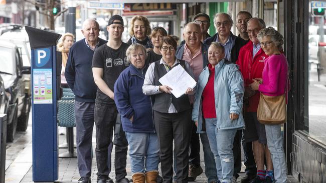 North Hobart business owners and customers who sent a petition with more than 1000 signatures to the Hobart City Council over parking woes in the North Hobart strip. Picture: Chris Kidd