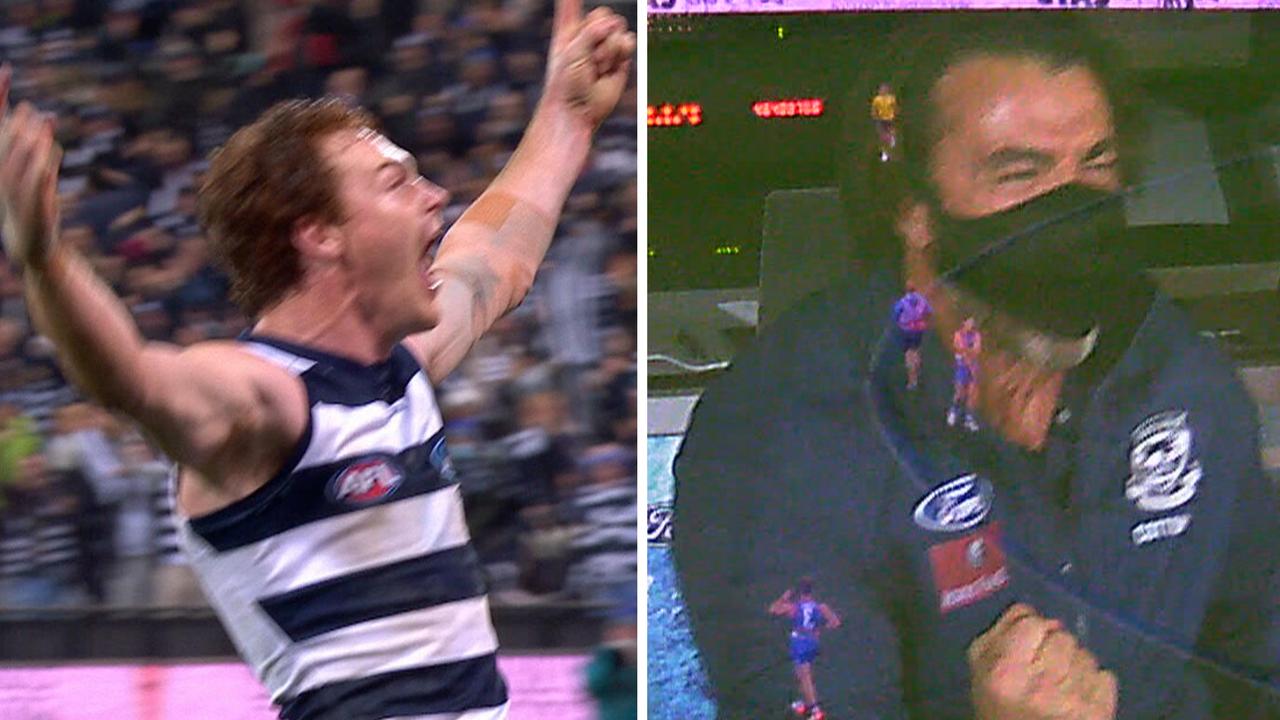 Gary Rohan goalled after the siren to give Geelong the thrilling win over the Western Bulldogs.