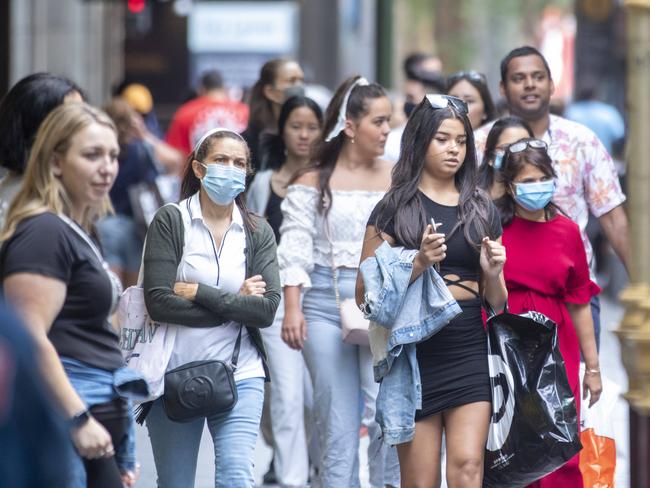 Shoppers are seen in Pitt Street Mall during Boxing Day Sales in Sydney. Picture: NCA NewsWire / Jenny Evans