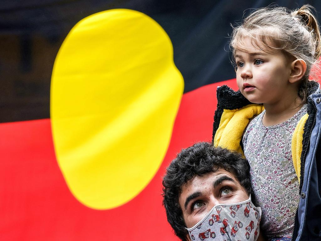 Huge crowds gathered last year at Bourke Street in Melbourne for the Invasion Day rally. Picture: NCA NewsWire / Ian Currie