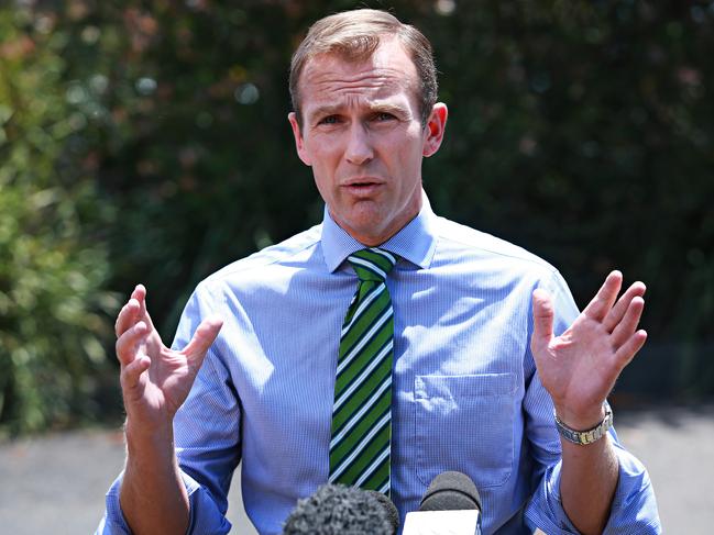 Rob Stokes launching a new suburb at Ingleside in 2016. Picture: Adam Yip