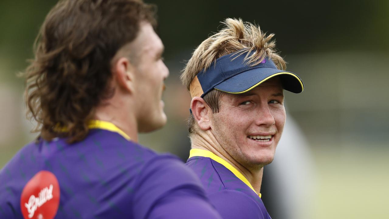 Harry Grant trains during a Melbourne Storm NRL session on Monday.