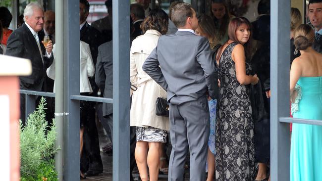 Family and friends at the Berry Boutique Hotel NSW before the wedding at Terrara House Estate. Picture: Simon Bullard