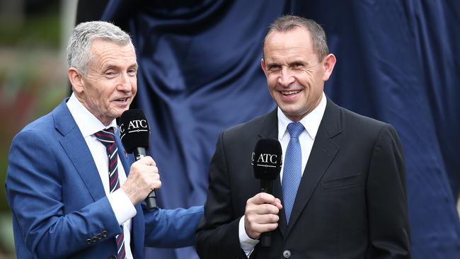 Bruce McAvaney and Chris Waller. Picture: Getty Images.