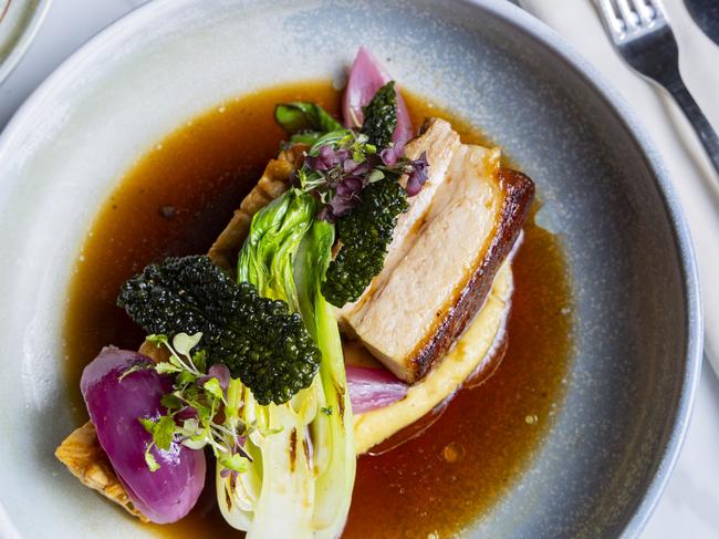 Franklin Wharf Restaurant &amp; Bar’s Scottsdale pork belly is cooked in an Asian-inspired style and is meltingly tender and falls apart. Picture: RICHARD HO from MINCH MEDIA