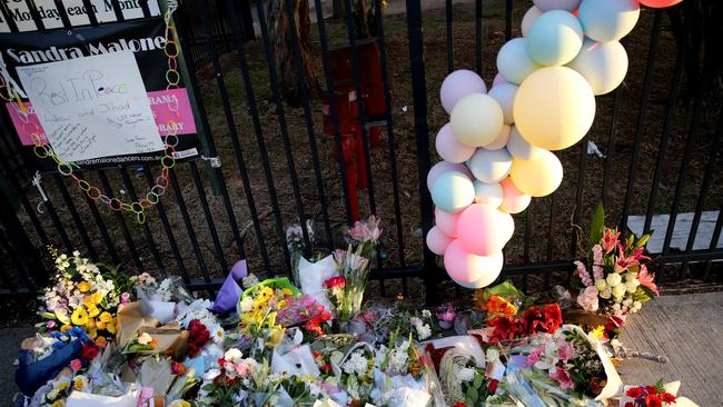 Floral tributes have been left at the school today. Picture: John Grainger