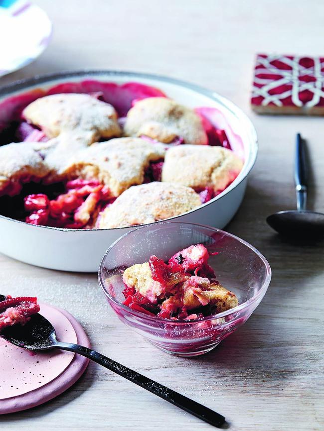 Ross Dobson’s spiced rhubarb cobbler.