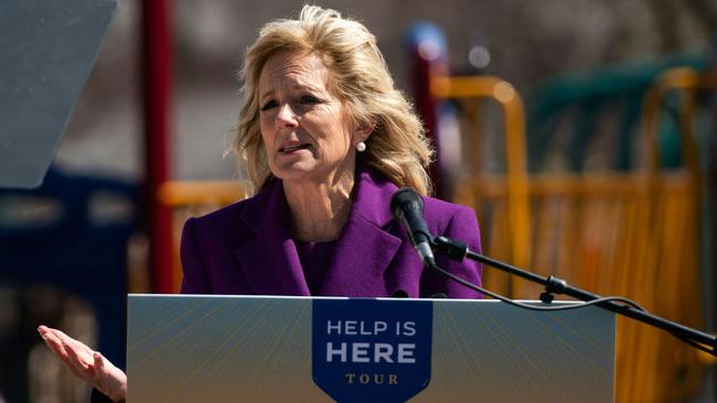 Jill Biden at the Samuel Smith Elementary School in Burlington, New Jersey. Picture: AFP.