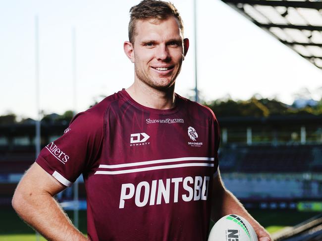 Strict Embargo. On Hold until Saturday 21st. The Daily Telegraph. 18.9.2024 Manly NRL media day. Tom Trbojevic  at Brookvale Oval.  Picture: Rohan Kelly