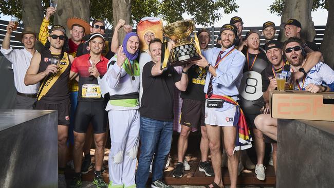 Glenelg celebrating in Glengowrie, after their SANFL grand final win on Sunday, Monday, Sept. 25, 2023. Picture: Matt Loxton