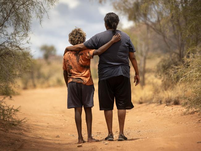 20-02-2024 - William (pseudonym), the 12-year-old boy at the wheel of an allegedly stolen car in Alice Springs and his auntie. Picture: Liam Mendes / The Australian