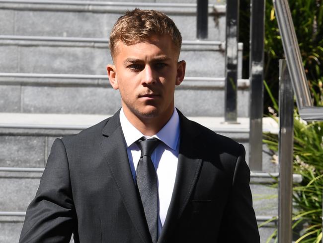 St. George Illawarra Dragons junior player Callan Sinclair leaves Wollongong Local Court earlier this year. Picture: Dean Lewins