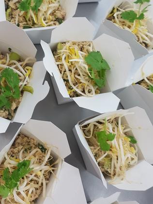 The school has revamped the canteen menu from fatty foods to tasty, healthier dishes including this Asian stir-fry with vegetables and rice noodles.