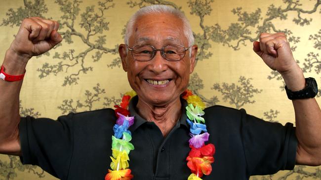 Hiromu Inada, 91, the oldest person to compete in this year’s IRONMAN race.