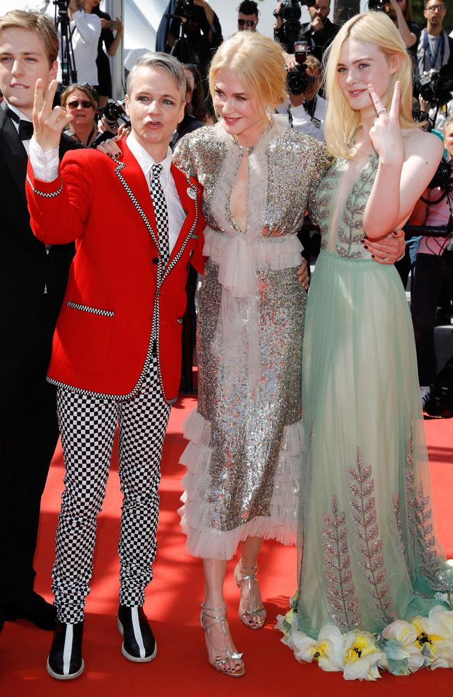 Director John Cameron Mitchell, and actresses Nicole Kidman and Elle Fanning, in Cannes. Picture: Andreas Rentz/Getty Images