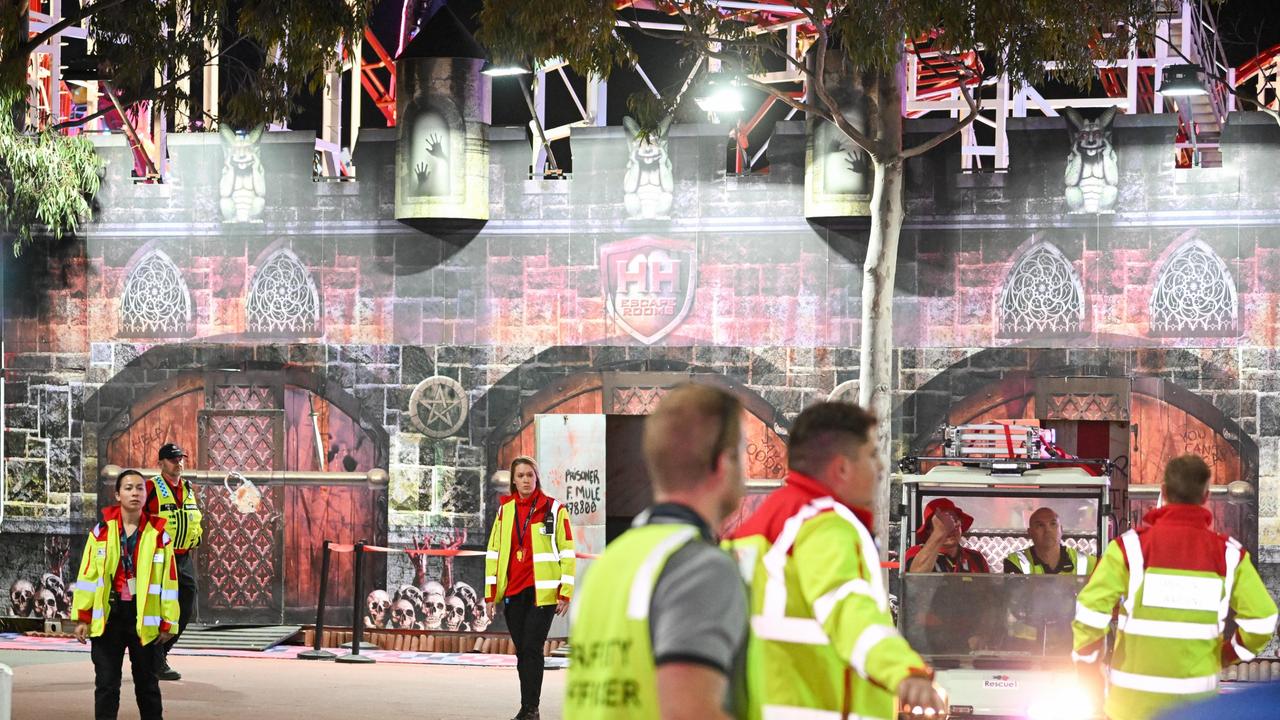 Emergency services respond to an incident at the Melbourne Show. Picture: Morgan Hancock