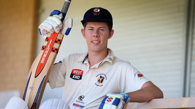 Teenager Tyson Bray broke the record for the highest score on debut for Northern Districts Cricket Club. Picture: Dean Martin