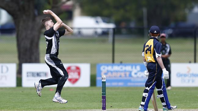 Charlestown's Tasman Davidson bowling. Picture: Michael Gorton