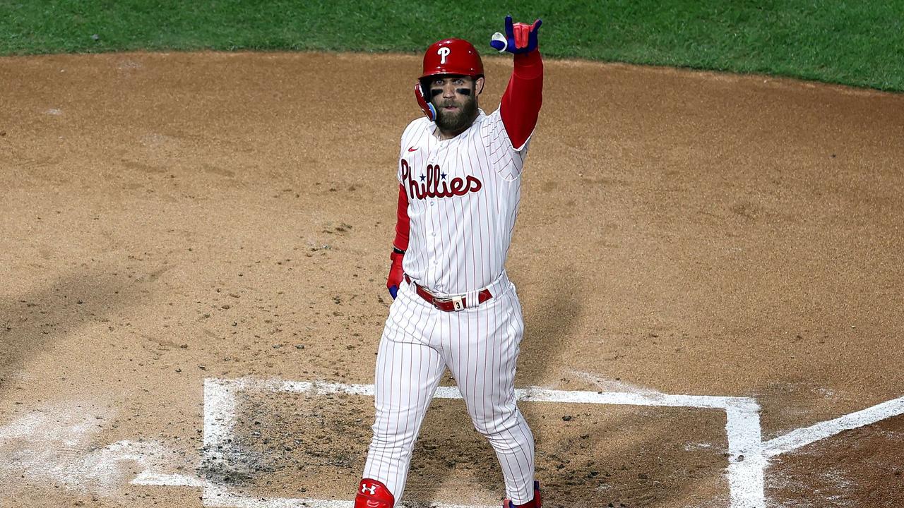 Alec Bohm of the Philadelphia Phillies celebrates hitting a one run News  Photo - Getty Images