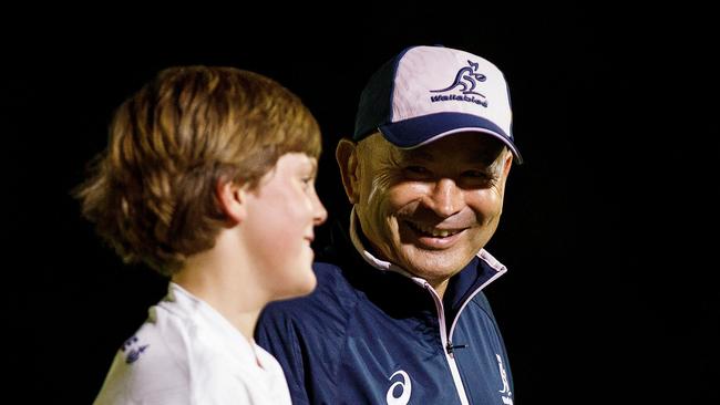 Wallabies coach Eddie Jones at Manly Savers Rugby Club in April when he first floated idea of leaving after the World Cup.