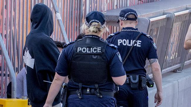 Police patrolling Surfers Paradise during Schoolies 2019 celebrations. Picture: Jerad Williams