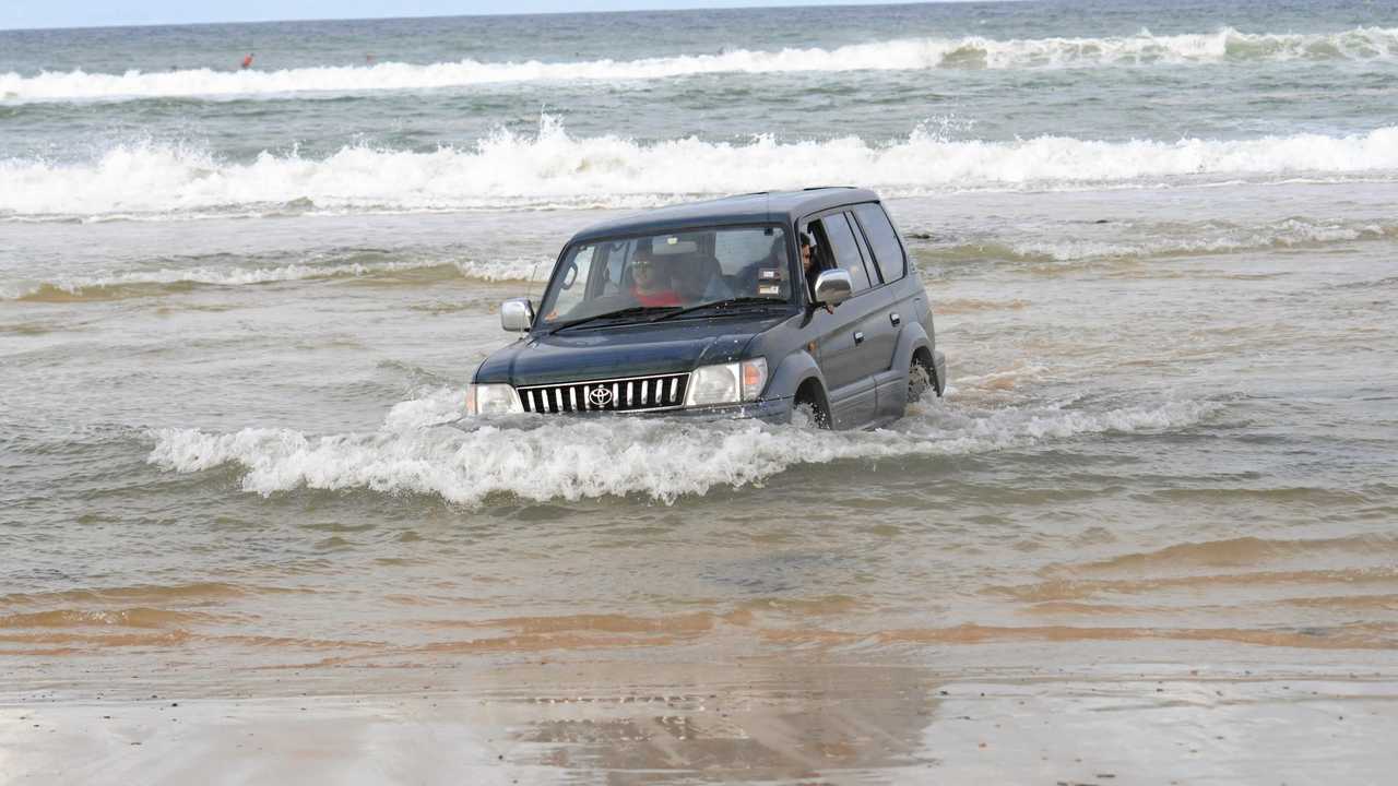 This Prado gets it feet wet going through the Mudlo Rocks over Easter. Picture: Craig  Warhurst