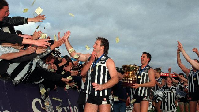 Scott Hodges (in front) has been ranked as Port Adelaide’s seventh-greatest player of all-time.