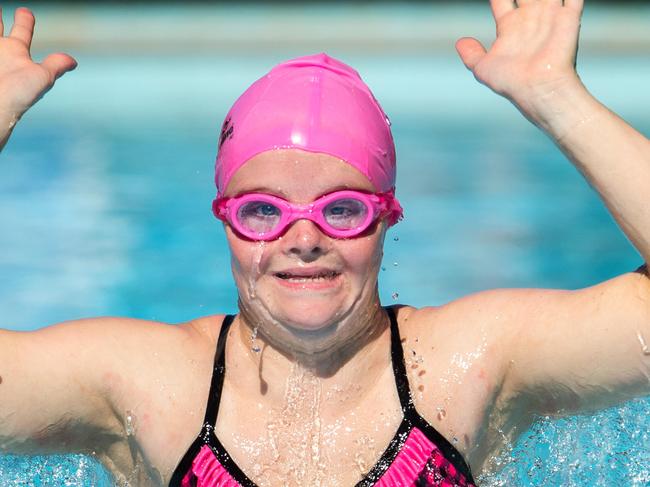 Geelong's Phoebe Mitchell, 25, will be taking part to raise money to provide people with disabilities the chance to learn to swim or enjoy the water safely. Picture Jay Town.