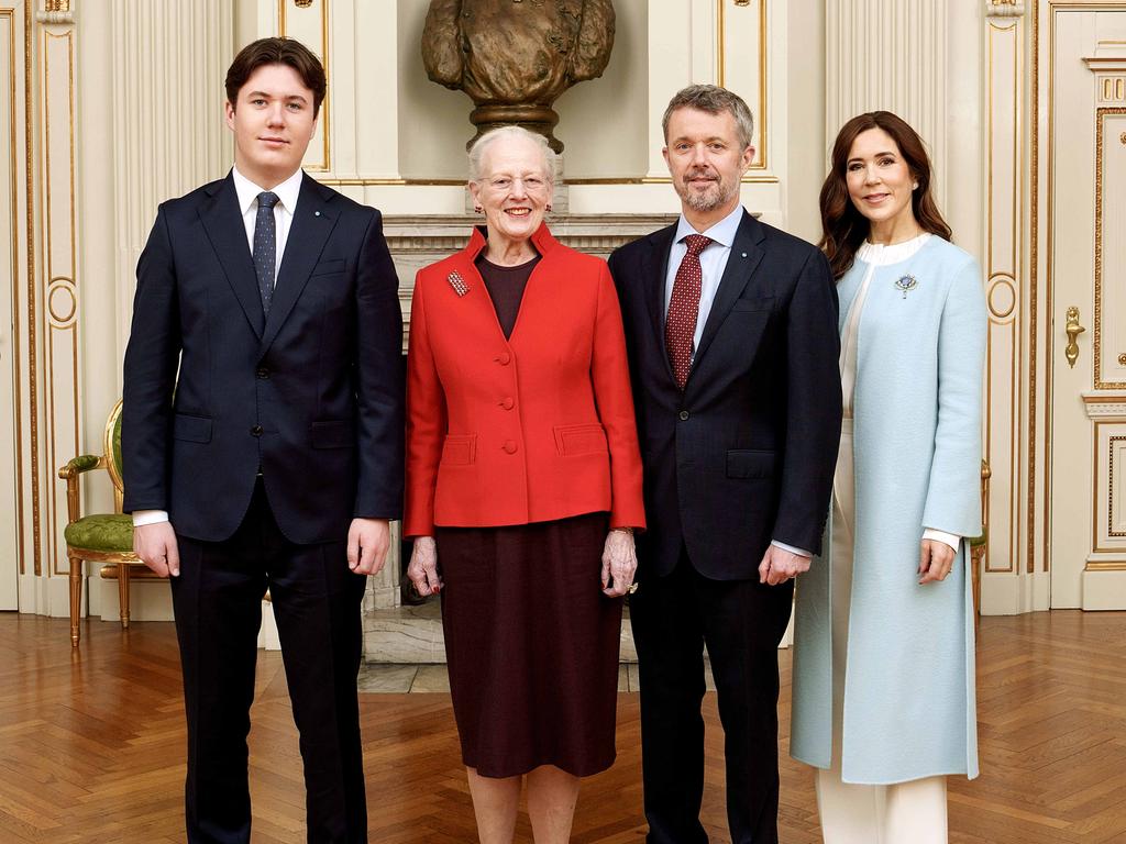 The couple with their son, Prince Christian, and Queen Margrethe at the Council of State. Picture: Keld Navntoft, Kongehuset