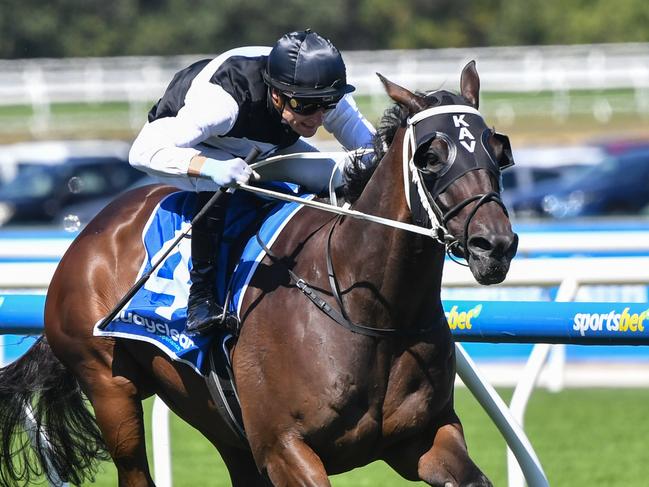 First Immortal ridden by Blake Shinn wins the Quayclean Anniversary Vase at Caulfield Racecourse on March 16, 2024 in Caulfield, Australia. (Photo by Pat Scala/Racing Photos via Getty Images)