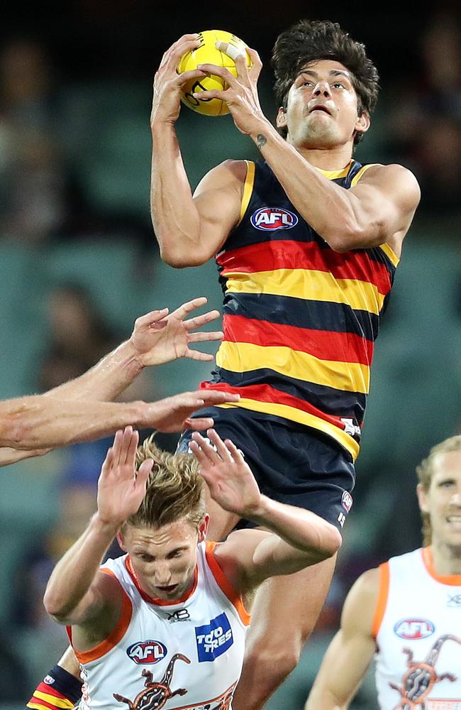 Shane McAdam hauls in a screamer against GWS Giants.