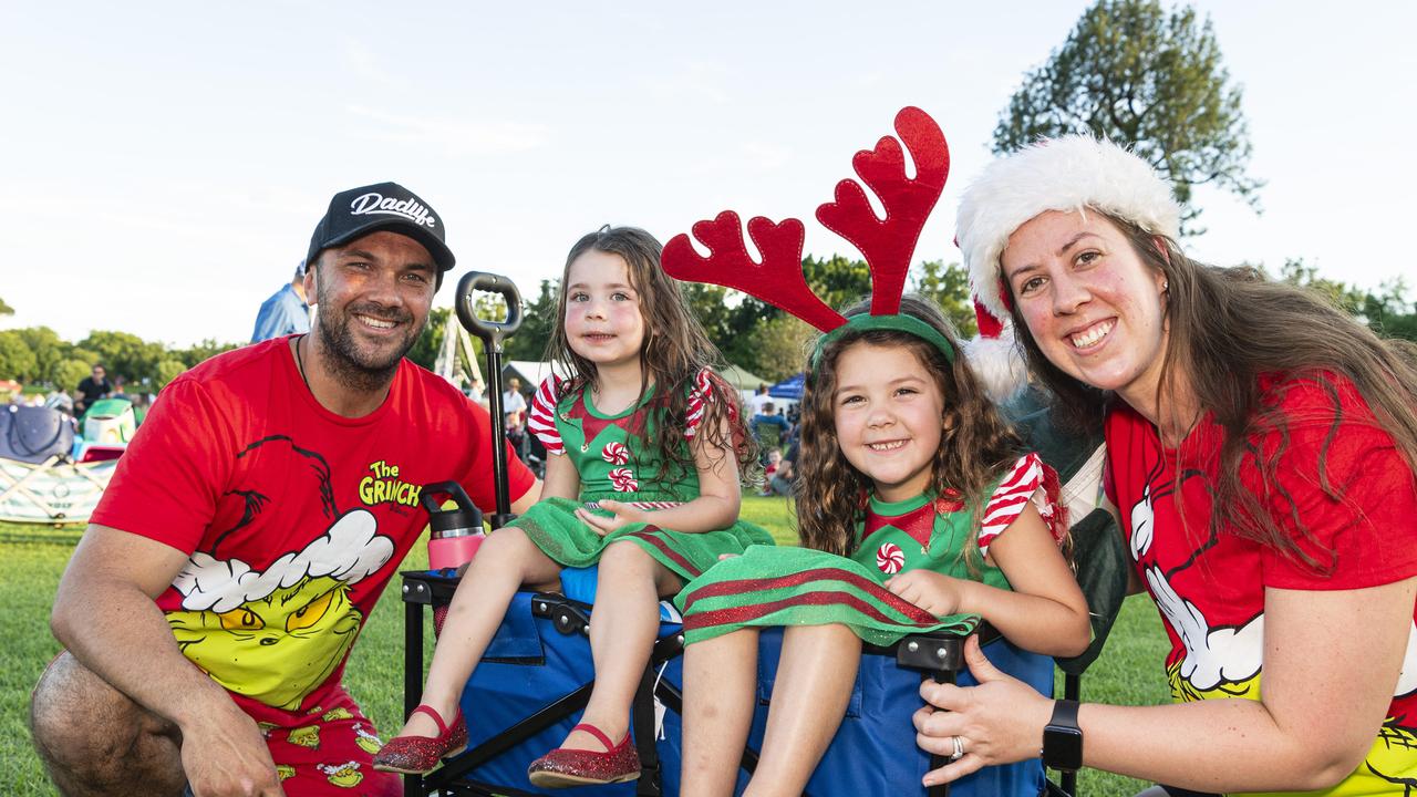 Josh and Mandee Birch with daughters Savannah and Isabella at Triple M Mayoral Carols by Candlelight, Sunday, December 8, 2024. Picture: Kevin Farmer